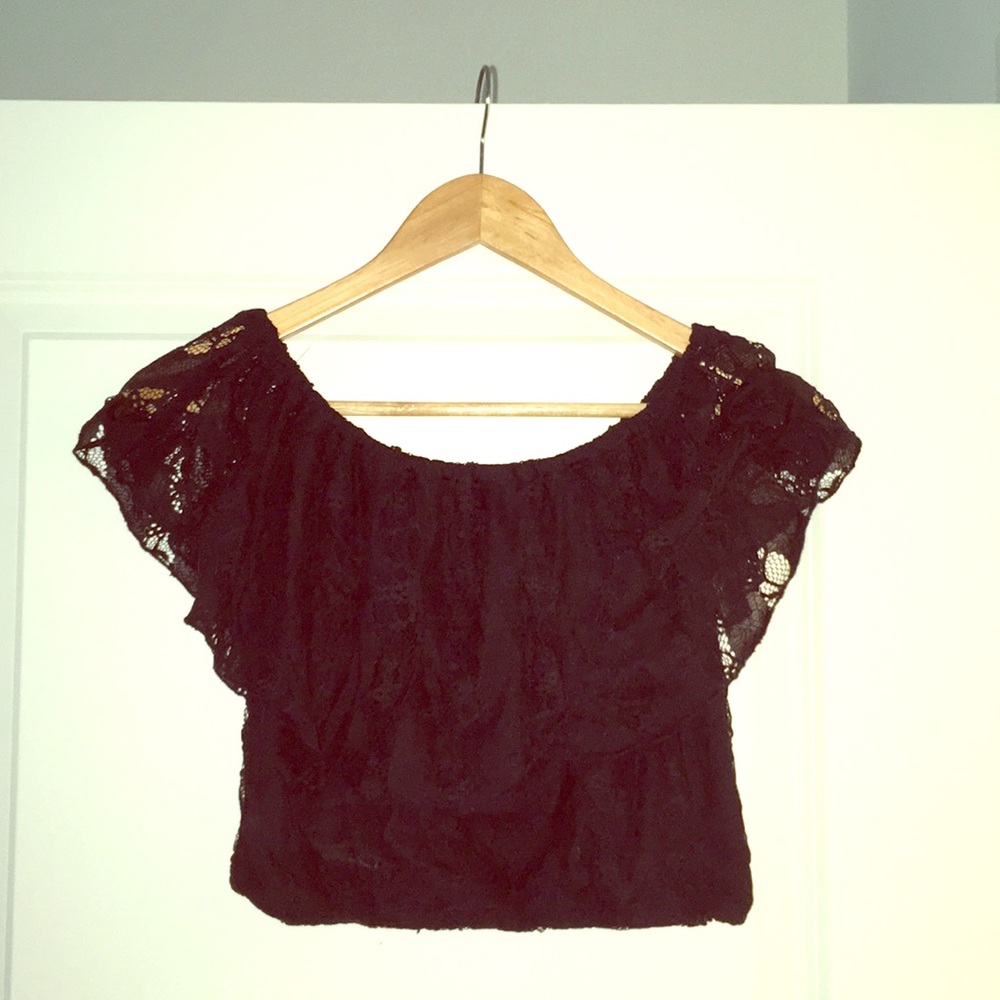 Abercrombie and Fitch dark blue lace croptop